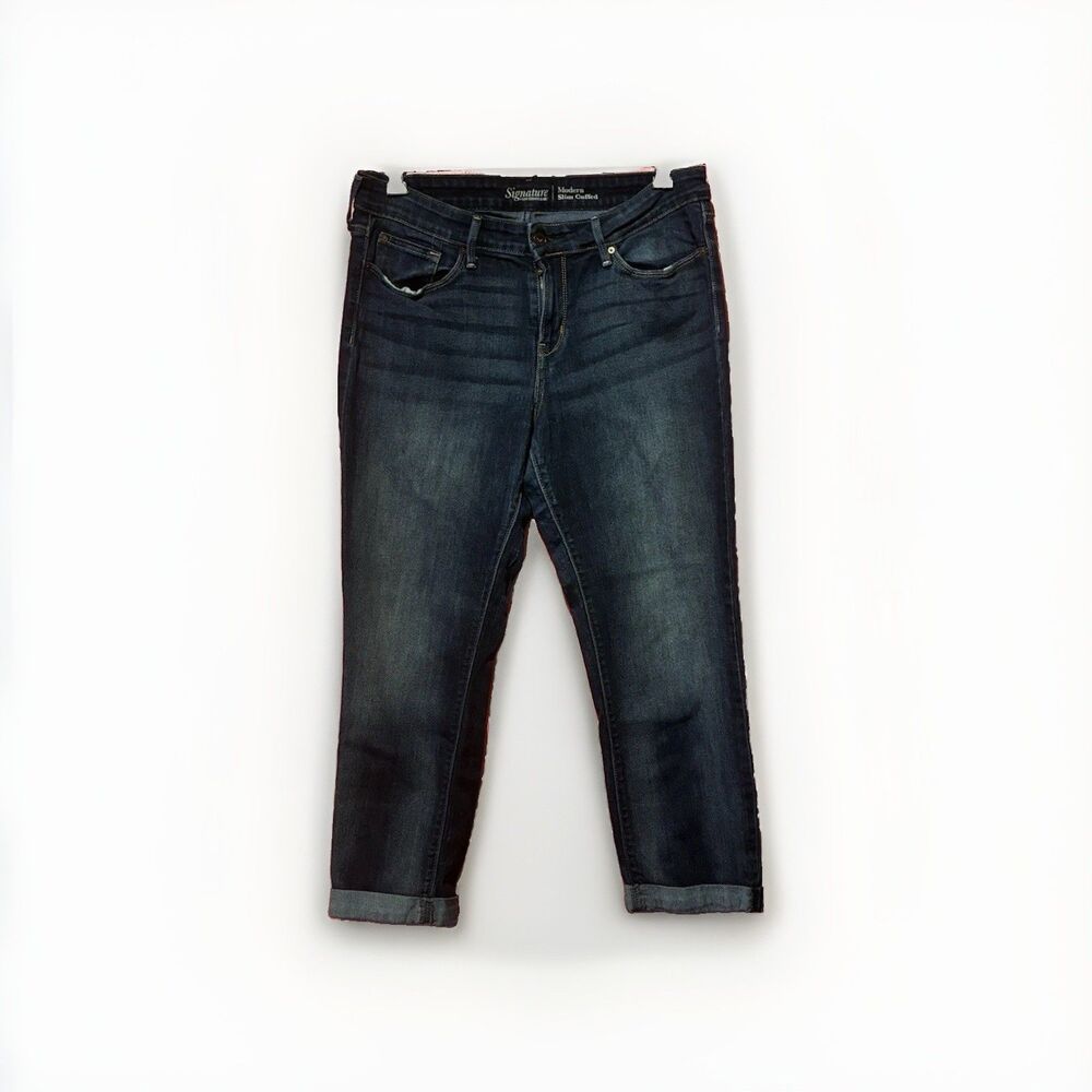Signature Levi Strauss Jeans Womens 12 Modern Slim Cuffed Dark Wash Stretch
